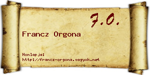 Francz Orgona névjegykártya